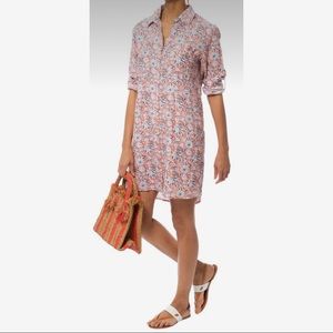 Roller Rabbit NWT Tishka Floral Linen Shirt Dress Coral, S
